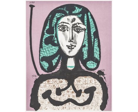 Picasso, Pablo (nach). La Femme à la Résille (Femme aux Cheveux verts). Farblithographie auf festem Velin. Im Druck datiert "