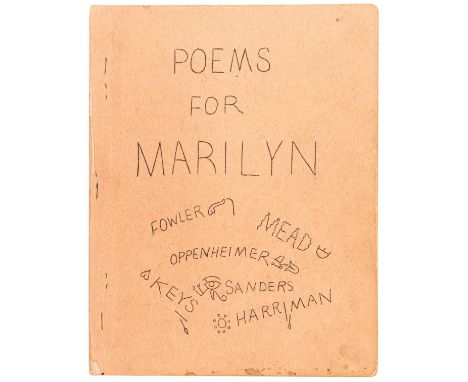 Fuck You Press - - Sanders, Ed et al. Poems for Marilyn. New York, Fuck You Press, 1962. 20 (inkl. Umschlag) einseitig bedruc