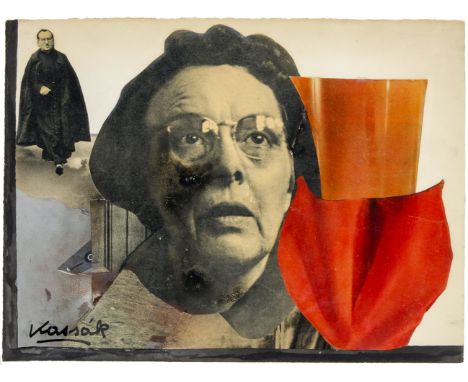 Kassák, Lajos. Die Mutter. Collage und Tusche auf Velin. Links unten signiert: "Kassák". 1964. Blattmaße: 29 x 39 cm. An den 