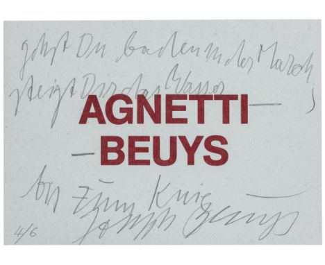 Beuys, Joseph. Agnetti Beuys. Einladungkarte der Galerie Brigitte March, signiert, nummeriert und eigenhändig bezeichnet "Geh