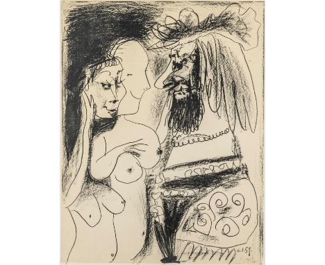 Picasso, Pablo (nach). Le vieux roi. Lithographie auf Arches (Wasserzeichen unten links). Rote Stempelsignatur unten rechts, 