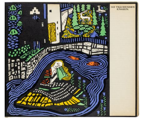 Kokoschka, Oskar. Die Träumenden Knaben. Mit 8 farbigen Original-Lithographien und 3 (1 als Titelvignette, 1 auf dem Einbandd