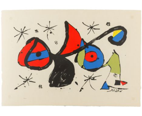Miró, Joan. Homage to Joan Miró. Farblithographie auf chamoisfarbenem Bütten. Signiert unten rechts im Stein, links unten num