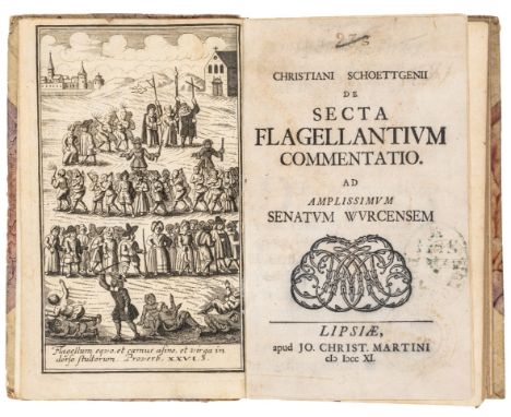 Curiosa - - Schoettgen, Christian. De secta flagellantium commentatio, ad amplissimum senatum wurcensem. Mit gestochenem Fron