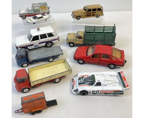 A collection of vintage diecast toy cars and vehicles by Corgi and Dinky, in play worn condition. To include Dinky 344 estate