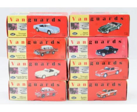 Vanguards, a boxed Classic Car group to include, VA06704 Triumph Spitfire Mk II, VA40002 Hillman Imp California and others si