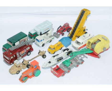 Dinky, a mixed unboxed group of Commercial/Construction Vehicles to include, Dinky 285Fire Tender Dinky Castrol Delivery Van 