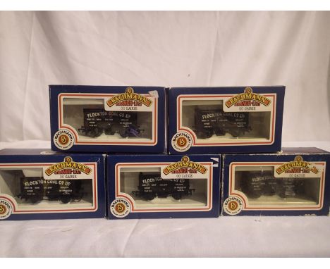 OO scale rake of five nine plank Coke wagons, Flockton Coal LTD near Wakefield, all in excellent condition, boxes have wear. 