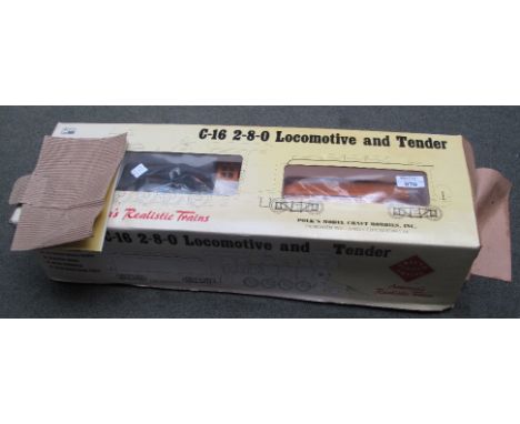 Aristo Craft trains 1:24 C-16 2-8-0 locomotive and tender with operating headlights, realistic smoke, metal handrails, solid 