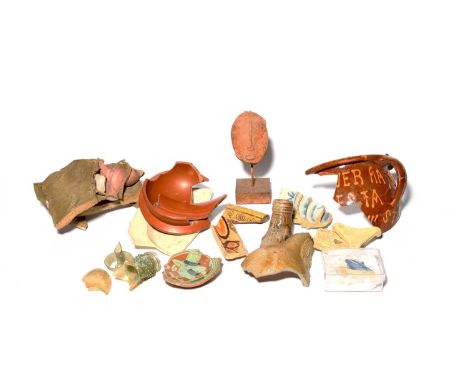 A study collection of pottery, porcelain and glass sherds, including a 17th century fragment of a bellarmine by William Killi