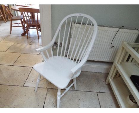 Two white painted stick back chairs (only one shown in image, the other is the same) [2]