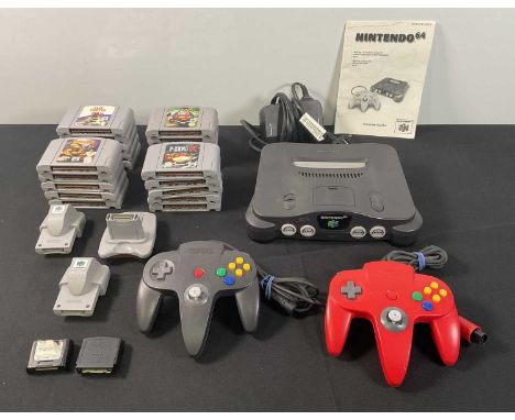 NINTENDO 64 (N64) - A Nintendo 64 bundle comprising of an unboxed N64 console, 2 controllers, power supply and instructions t