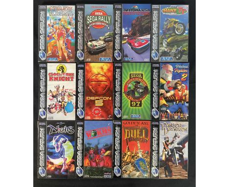 SEGA SATURN - A group of 12 boxed Sega Saturn Games - NIGHTS INTO DREAMS, PANZER DRAGOON, WORMS, GOLDEN AXE DUEL, DEFCON 5, W
