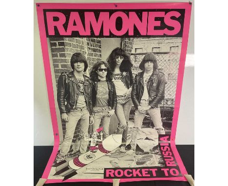 RAMONES ROCKET TO RUSSIA original 1977 music tour poster, 60" x 40". Often cited as the first Punk Rock band, this Ramones pr