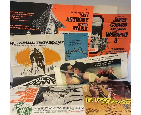 A group of UK Quad film posters comprising: WATERHOLE 3 (1967), BLINDMAN (1971), AN EYE FOR AN EYE (1981), TRACKDOWN / RANCHO