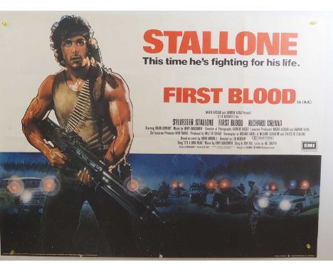 RAMBO: FIRST BLOOD (1982) UK Quad film poster featuring Drew Struzan artwork - rolled, previously folded