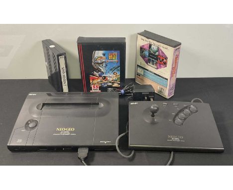 SNK NEO GEO - An SNK NEO GEO MAX 330 Mega console together with joystick controller pad, and 3 video games, MAGICIAN LORD (bo