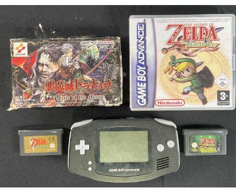 NINTENDO GAME BOY ADVANCE - A Nintendo Game Boy Advance handheld console in black together with a boxed Japanese version of C