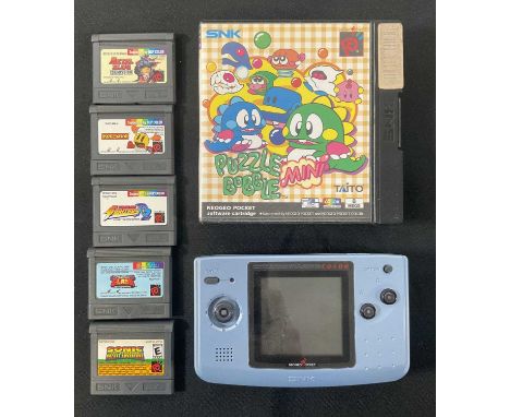 SNK NEO GEO - A NEO GEO POCKET COLOR handheld games console together with 5 loose game cartridges - KING OF FIGHTERS R2, META
