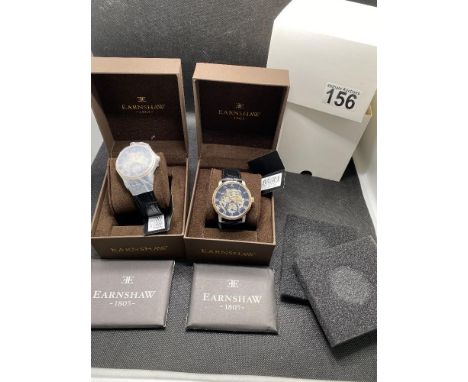X2 Thomas Earnshaw Westminster skeleton automatic wristwatches in gold black colour scheme, model no ES-8041-01 and ES-8041-0