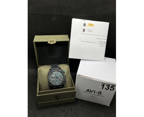 An AVI-8 timepiece -   retrograde chronograph blue diamond model no. AV-4052-05, case size 45mm, mineral lens with anti-refle