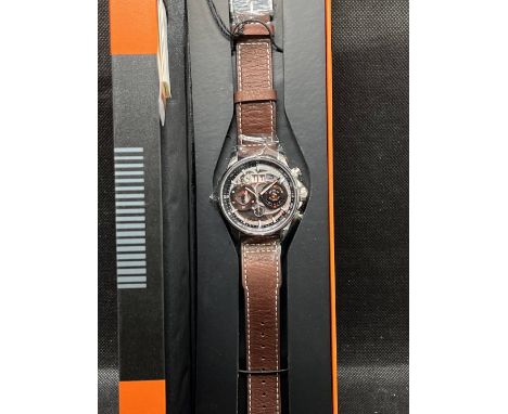 A&nbsp;Stührling “Depthmaster 3950R.1” wristwatch with a stainless-steel case with brown fabric strap, 45mm case, two subsidi