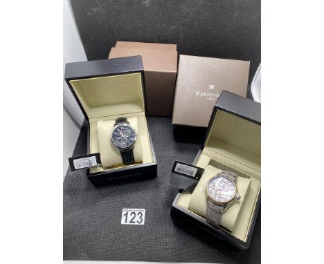 X2 boxed Thomas Earnshaw gentlemen’s  CORNWALL SWEEP SECOND RETROGRADE in ink black automatic wristwatch model nos. ES-8060-0