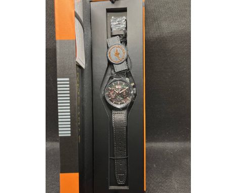 A Stührling “Ace Aviator 923.04” wristwatch, with black leather stap, black face, water resistant 30M, with luminova filled i