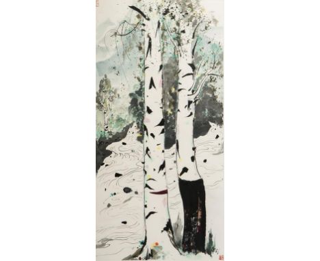 WU GUANZHONG (1919-2010) 'White birches on Mt. Changbai', hanging scroll, with two seals of the artist, 'Wu Guanzhong yin' an