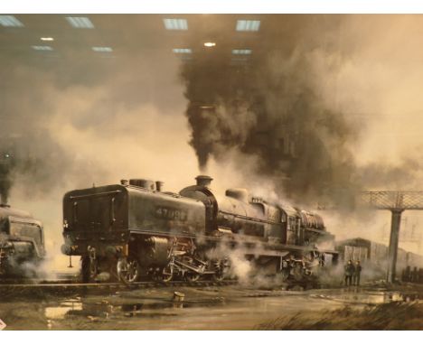 Artist proof framed and glazed locomotive print portrait of power signed in pencil David Weston 
