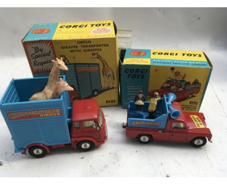 Corgi toys, boxed Diecast , Chipperfields circus, including #503 Circus Giraffe transporter with Giraffes and #487 Circus lan