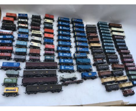 Hornby railways, OO scale, 100+ pieces of rolling stock including open wagons, closed wagons , tanks, Break vans etc