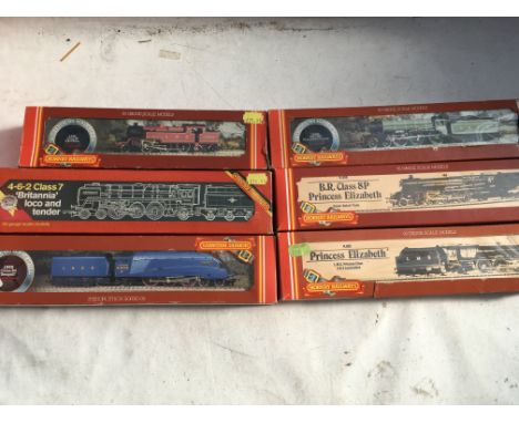 Hornby railways, OO scale, locomotives x6, boxed, including #R055 LMS class 4P locomotive 2-6-4 Tank, #R063 BR 4-6-2 class 7 