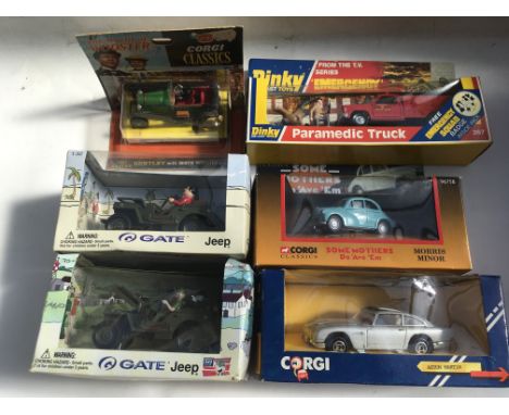 A collection of boxed Corgi TV related Diecast vehicles including The world of Wooster, Dinky Emergency Squad, Some mothers d