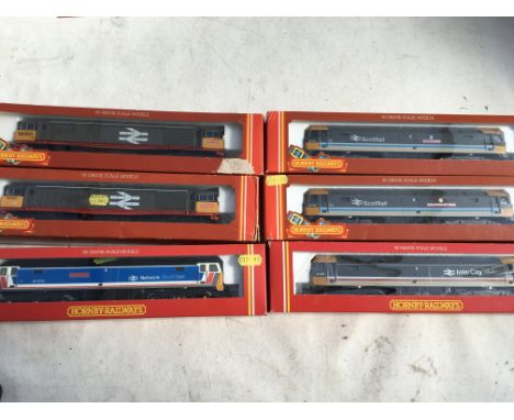 Hornby railways, OO scale, locomotives x6, boxed, including #R288 BR Co-Co diesel class 47 Inter-city , #R287 BR Co-Co diesel
