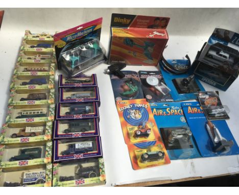 A collection of boxed and carded Diecast vehicles including Dinky toys boxed Star Trek , Klingon battle cruiser, Corgi Z cars
