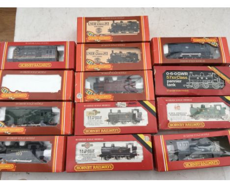 Hornby railways, OO scale, locomotives x13, boxed, including #R157 SR class E2 loco, #R803 BR class 08 diesel shunter x2, #R1
