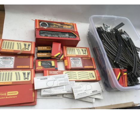 Hornby railways, OO scale, box containing boxed and loose track and buffers and other track parts, also includes 2x boxed R73