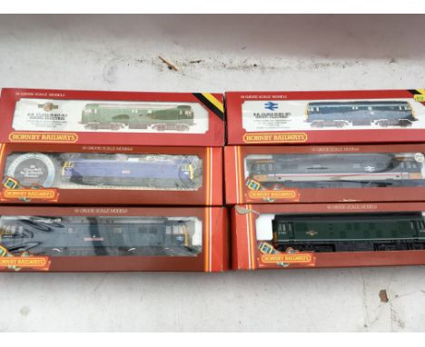 Hornby railways, OO scale, locomotives x6, boxed, including #R084 BR class 29 Bo-Bo diesel/electric blue, #R084 BR class 29 B