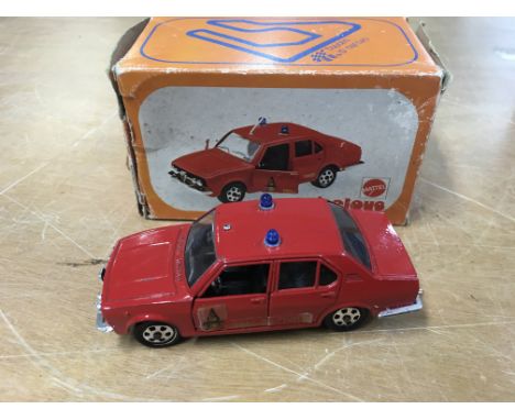 Mattel Mebetoys, boxed Alfetta police car, made in Italy