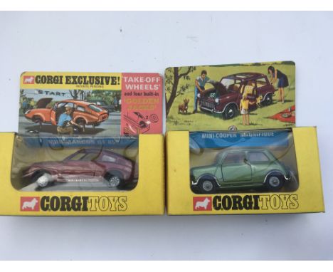 Corgi toys, Original boxed Diecast vehicles including #341 Mini Marcos GT 850 , Golden jacks and #334 Mini Cooper Magnifique 