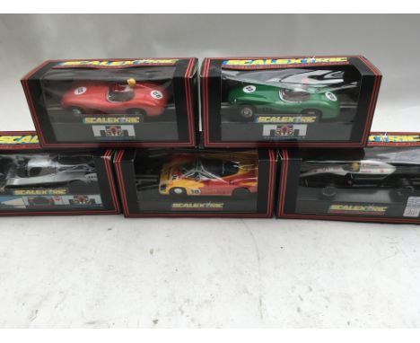 Scalextric, cars, boxed, including Aston Martin DBR x2 in Red and green, Sauber Mercedes, Shell Porsche and a Havoline Lola F