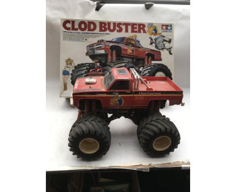 Tamiya, Clod buster, 1:10 scale 4x4x4 R/C customised monster pick up truck, has been run