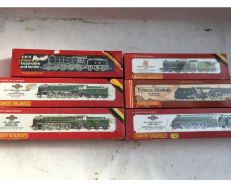 Hornby railways, OO scale, locomotives x6, boxed, including #R866 LNER class B12/3 4-6-0 locomotive, #R832 LMS Princess class