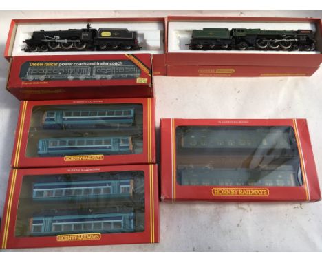 Hornby railways, OO scale, locomotives, boxed including #R267 BR 2-car DMU class 110 blue, #R867 BR Twin railbus class 142 x2