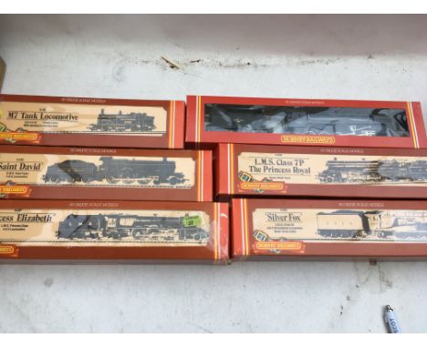 Hornby railways, OO scale, locomotives x6, boxed, including #R330 BR 2-10-0 locomotive 9F class, #R103 SR class M7 Tank locom