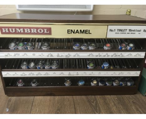 Humbrol display stand with paints, 50+ tins of enamel paints