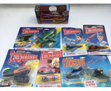 Gerry Anderson, Matchbox carded Diecast, Thunderbirds including Thunderbirds 1,2,3 and 4 with Fab 1 and the Mole , Stingray a