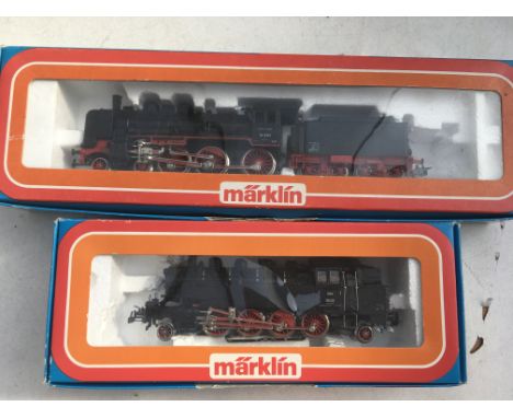 Marklin, HO scale, #3112 BR86 class steam tender locomotive and #3099 BR38 steam locomotive and tender, MIB