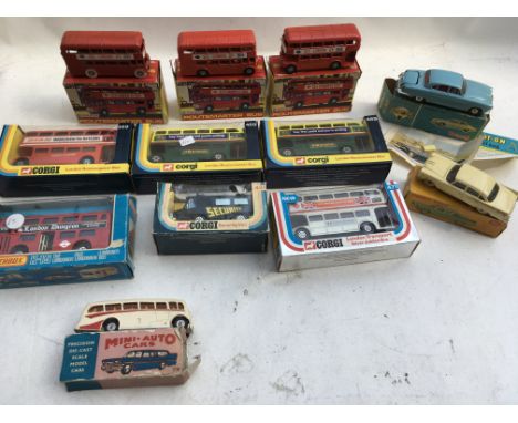 A collection of boxed Diecast vehicles including Lone star Routemaster buses, Corgi toys London Routemaster buses #469, Match